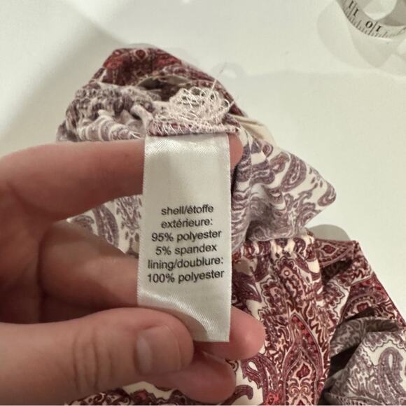 Maurices Pink Paisley Print Sleeveless Tie Waist Cropped Wide Leg Jumpsuit Sz XS - Picture 9 of 13